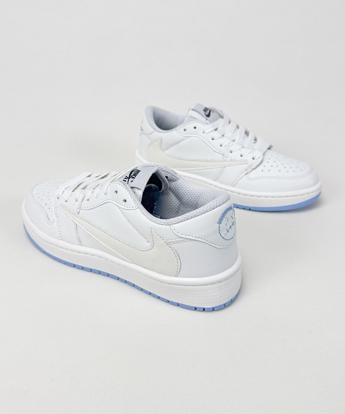 کفش روزمره زنانه نایک Air Jordan 1 Low Travis Chameleon سفید آبی