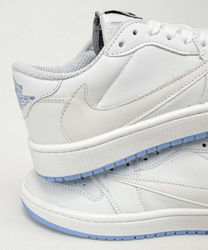 کفش روزمره زنانه نایک Air Jordan 1 Low Travis Chameleon سفید آبی