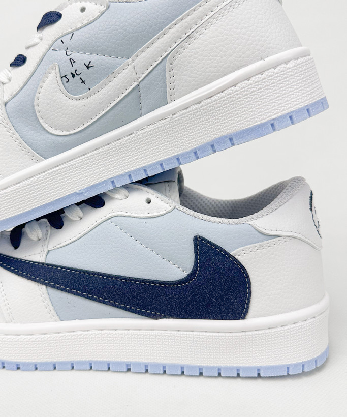 کفش روزمره مردانه نایک Air Jordan 1 Low Travis Ocean Blue سفید آبی