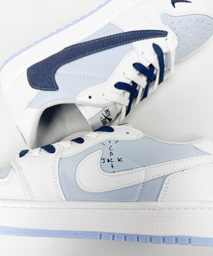 کفش روزمره مردانه نایک Air Jordan 1 Low Travis Ocean Blue سفید آبی