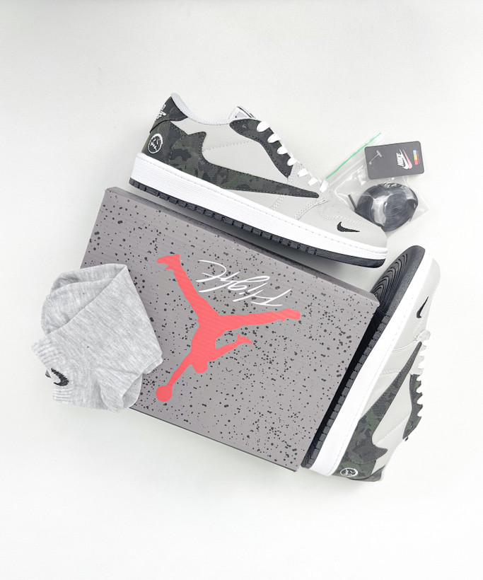کفش روزمره مردانه نایک Air Jordan 1 Low Travis Army Green سبز چریکی