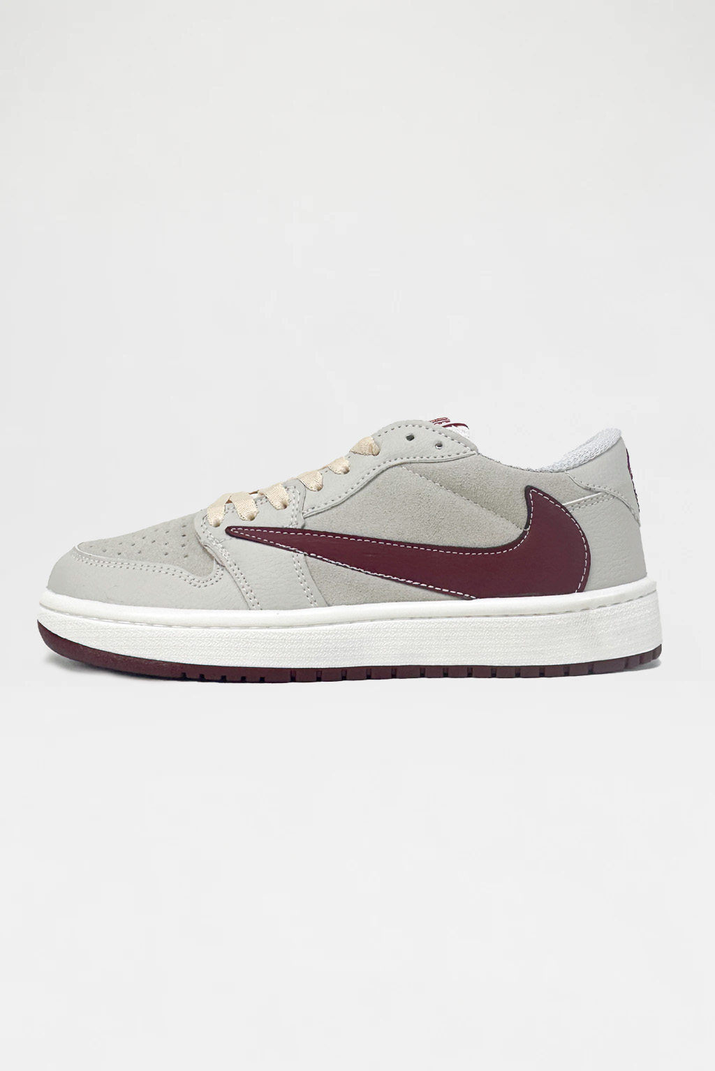 کفش روزمره زنانه نایک Air Jordan 1 Low Travis Crimson Red طوسی زرشکی