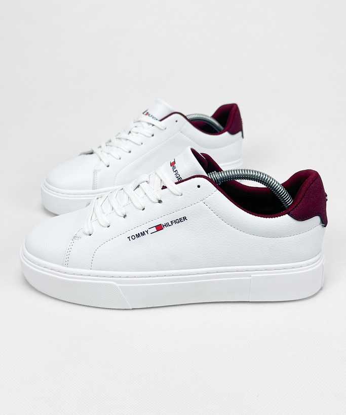 کفش ونس روزمره مدل TOMMY HILFIGER سفید زرشکی