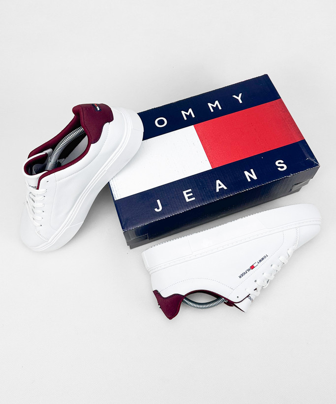 کفش ونس روزمره مدل TOMMY HILFIGER سفید زرشکی